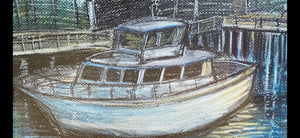 Boat at Bay Artwork Pencil Charcoal