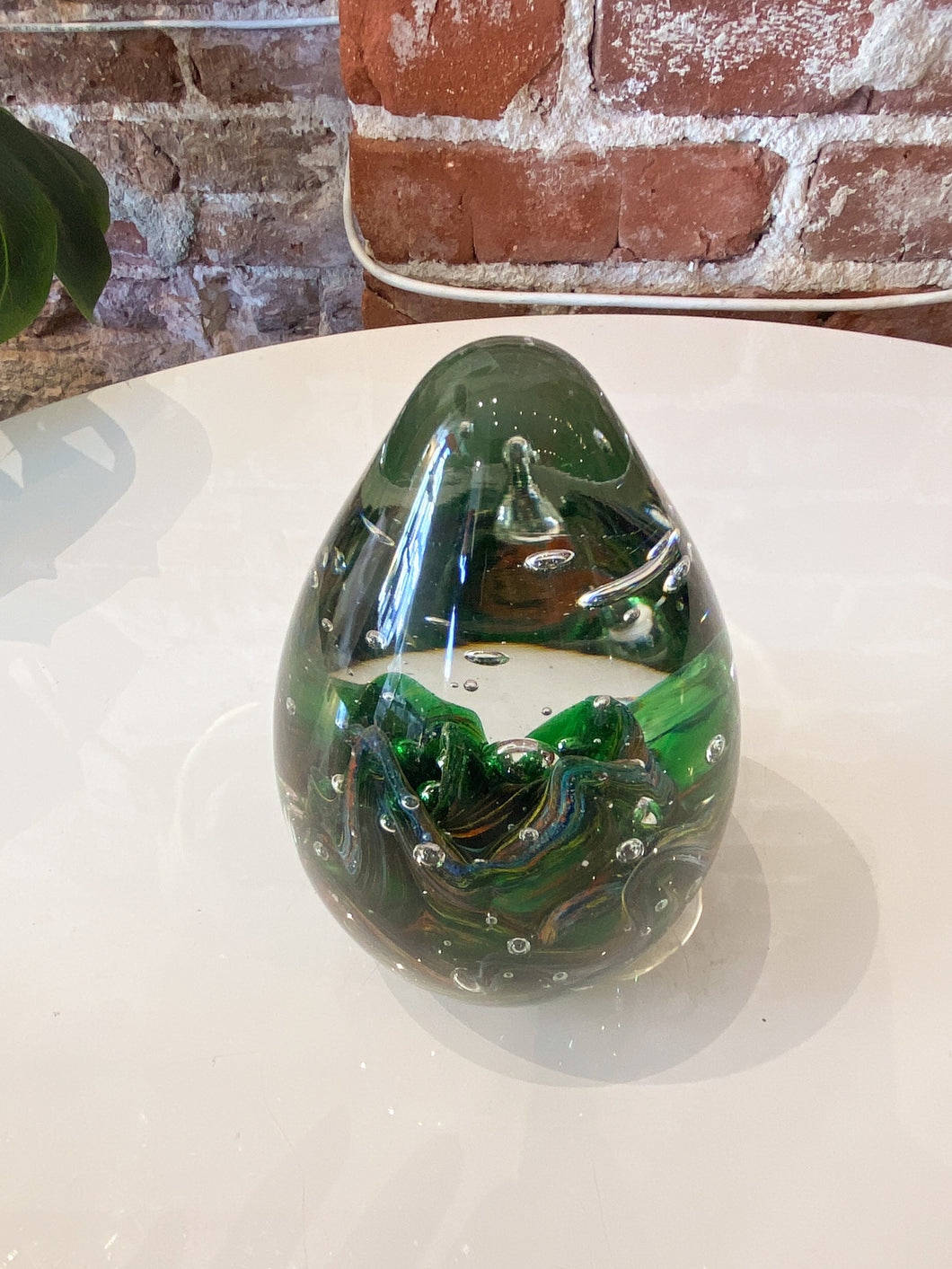 Vintage Large Green Swirly Paperweight