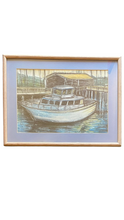 Load image into Gallery viewer, Boat at Bay Artwork Pencil Charcoal
