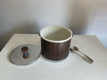 Load image into Gallery viewer, 60s Chrome and Walnut ice Bucket with Tongs
