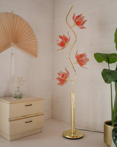 Pink Lotus Brass Floor Lamp