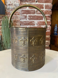 Vintage Brass Bucket with Fleur-de-lis Motif