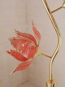 Pink Lotus Brass Floor Lamp