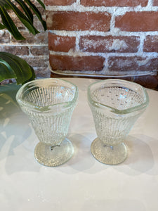 Pair of Jeannette Finlandia Tree Bark Dessert Glasses