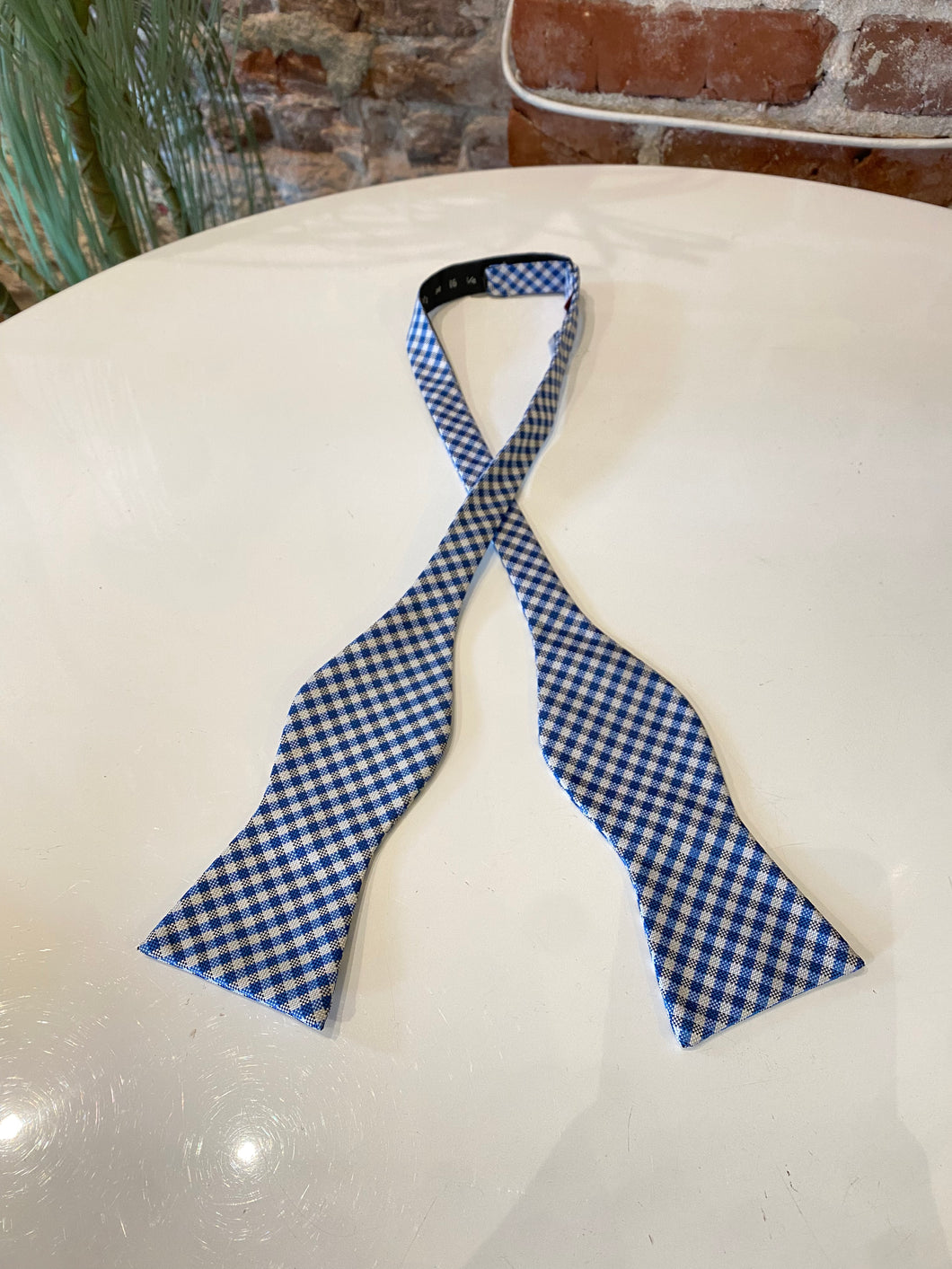 Blue Check Bow Tie