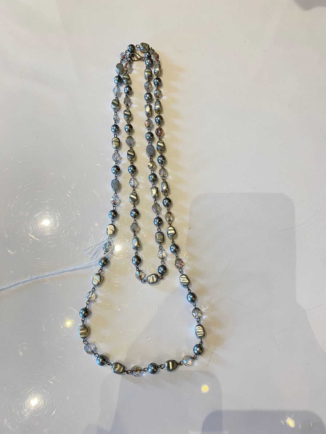 Silver Faux Pearl Necklace