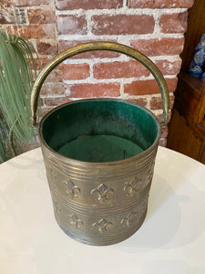 Vintage Brass Bucket with Fleur-de-lis Motif