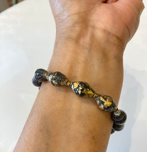 Black and  Gold Beaded Bracelet