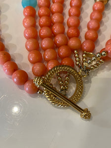 Coral Colored Beaded Necklace