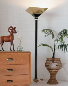 Brass Lucite Torchiere Floor Lamp