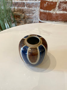 Vintage Blue and Brown Ceramic Vase