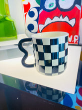 Load image into Gallery viewer, Squiggled Handle with Checker Pattern Mug
