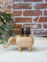 Load image into Gallery viewer, Japanese Wooden Elephant Salt + Pepper/Toothpick Holder
