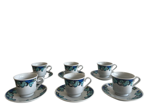 Set of Six Azul plant Tea cup