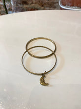 Load image into Gallery viewer, Set of 2 Gold Tone Bangles with Moon Charm
